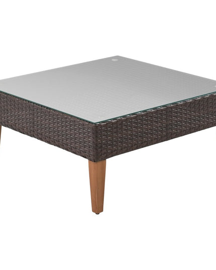 Two Piece Outdoor Beige Wicker Sectional Seating Group with Beige Cushions