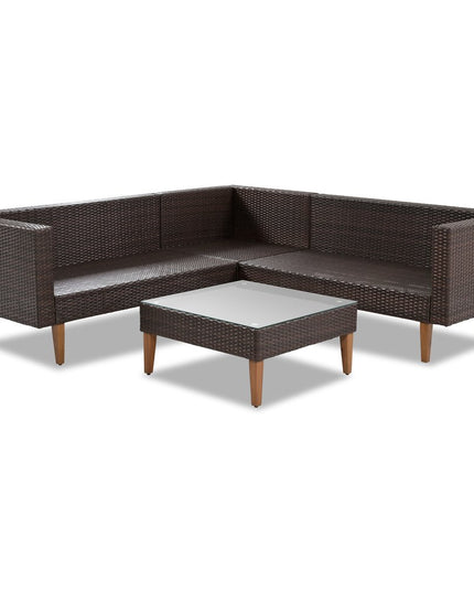 Two Piece Outdoor Beige Wicker Sectional Seating Group with Beige Cushions