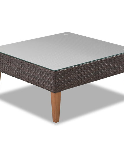 Two Piece Outdoor Beige Wicker Sectional Seating Group with Beige Cushions