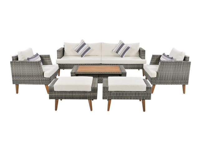 Four Piece Outdoor Gray Wicker Sofa Seating Group with Gray Cushions