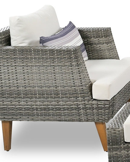 Four Piece Outdoor Gray Wicker Sofa Seating Group with Gray Cushions