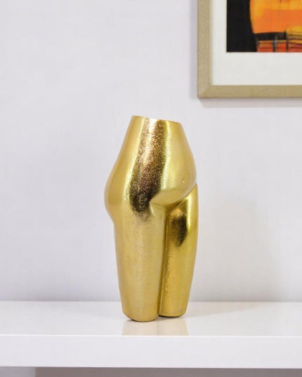 14" Gold Cast Aluminum Female Form Table Vase