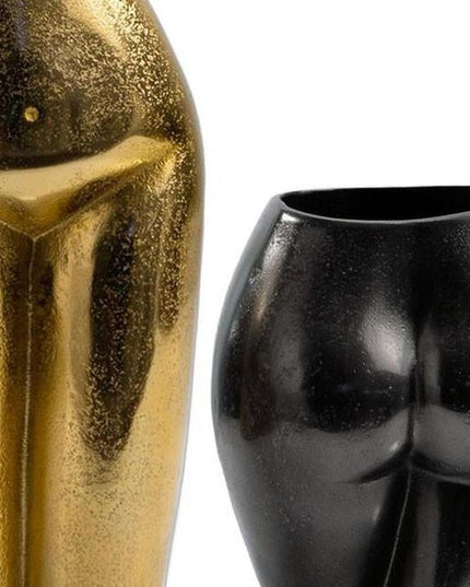 14" Gold Cast Aluminum Female Form Table Vase