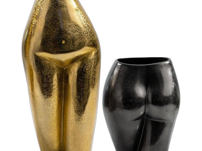 14" Gold Cast Aluminum Female Form Table Vase