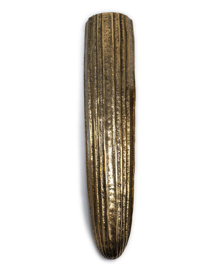 18" Antiqued Gold Ribbed Aluminum Wall Vase