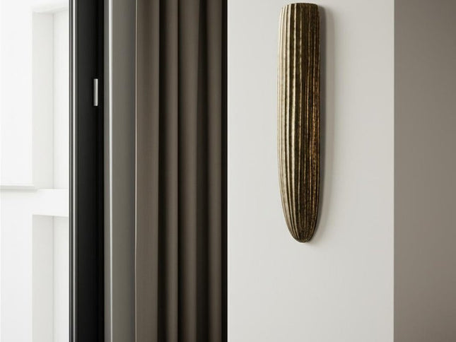 18" Antiqued Gold Ribbed Aluminum Wall Vase