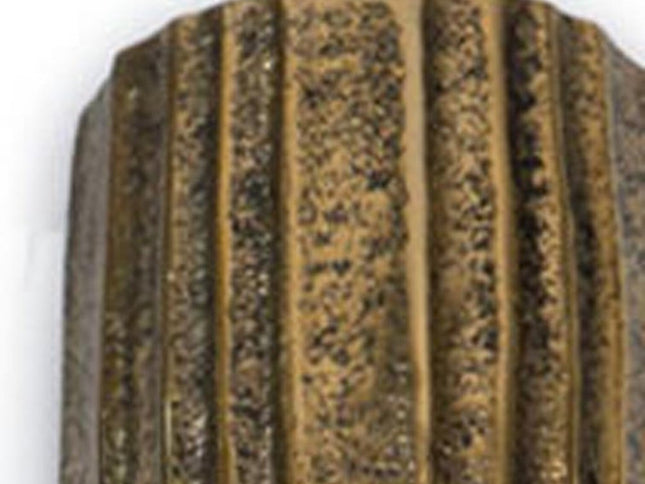 18" Antiqued Gold Ribbed Aluminum Wall Vase