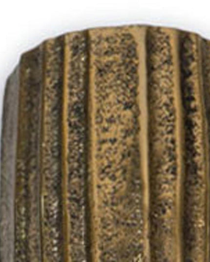 18" Antiqued Gold Ribbed Aluminum Wall Vase