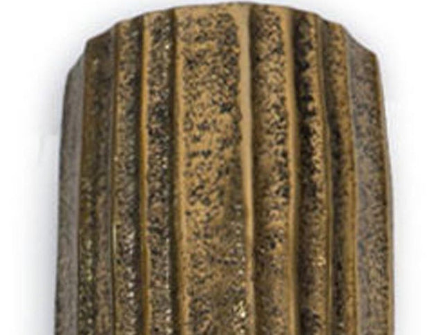 18" Antiqued Gold Ribbed Aluminum Wall Vase