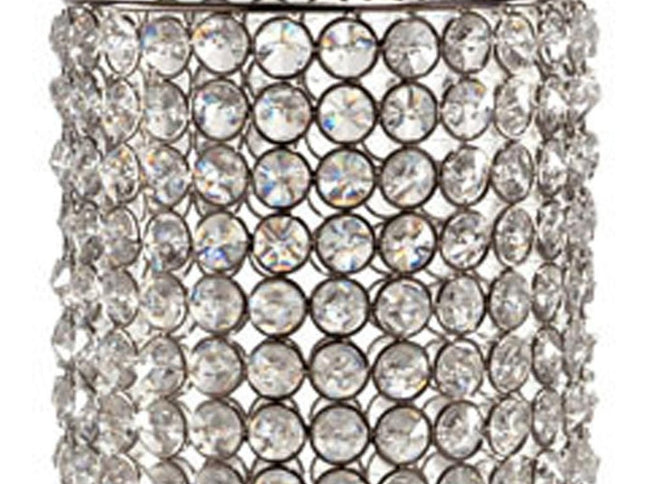 21" Clear And Silver Faux Crystal And Metal Table Vase