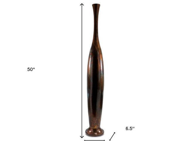 50" Burnished Brown Aluminum Floor Vase