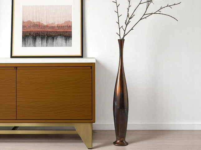 50" Burnished Brown Aluminum Floor Vase