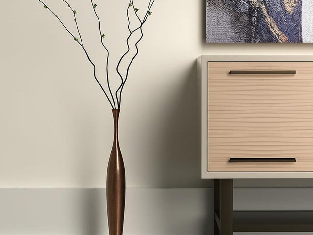 50" Burnished Brown Aluminum Floor Vase