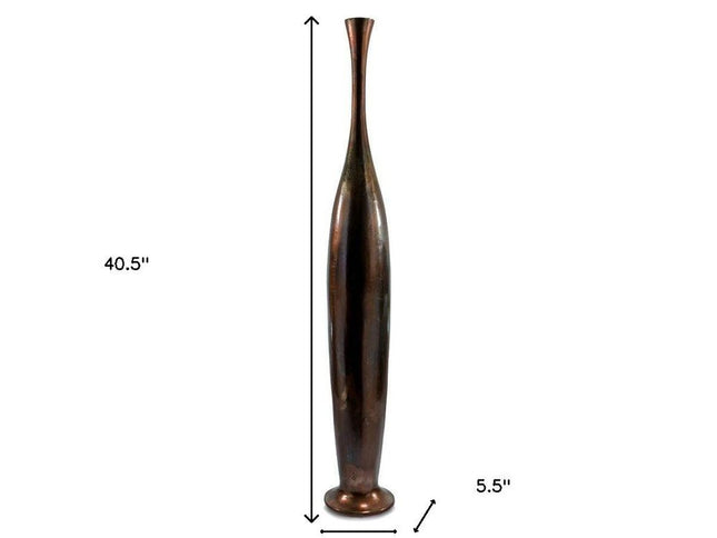 50" Burnished Brown Aluminum Floor Vase