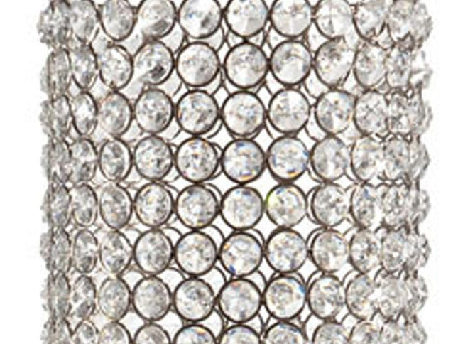 21" Clear And Silver Faux Crystal And Metal Table Vase