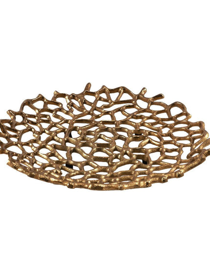 15" Gold Aluminum Coral Decorative Low Bowl