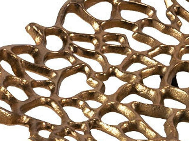 15" Gold Aluminum Coral Decorative Low Bowl