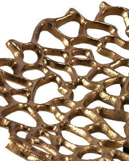 15" Gold Aluminum Coral Decorative Low Bowl