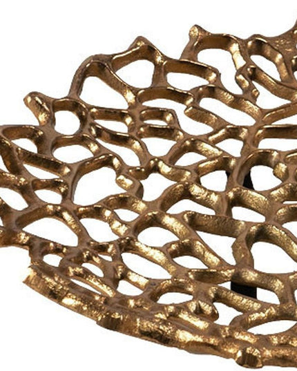 15" Gold Aluminum Coral Decorative Low Bowl