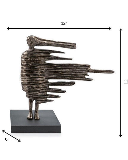 12" Bronze Aluminum Blown Away Woman Tabletop Sculpture