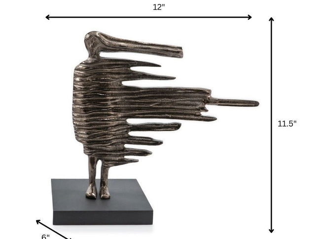 12" Bronze Aluminum Blown Away Woman Tabletop Sculpture
