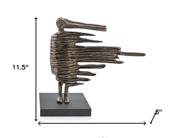 12" Bronze Aluminum Blown Away Woman Tabletop Sculpture