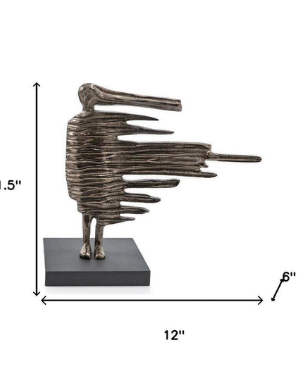 12" Bronze Aluminum Blown Away Woman Tabletop Sculpture