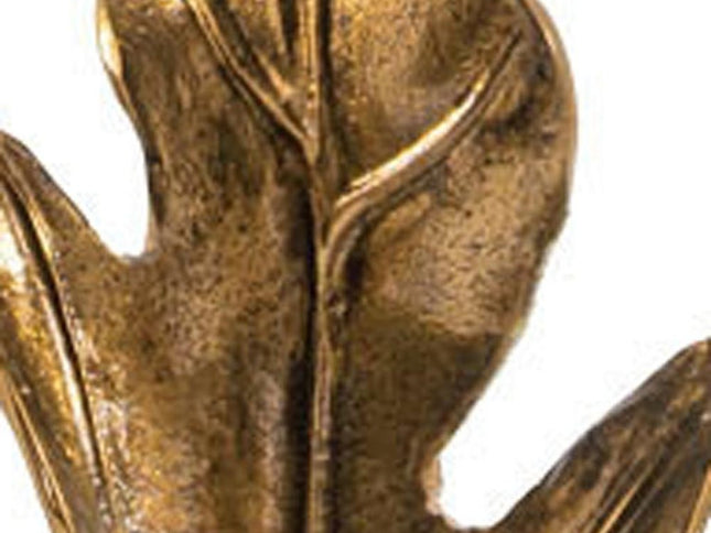 26" Antiqued Gold And White Aluminum And Marble Leaf Tabletop Sculpture