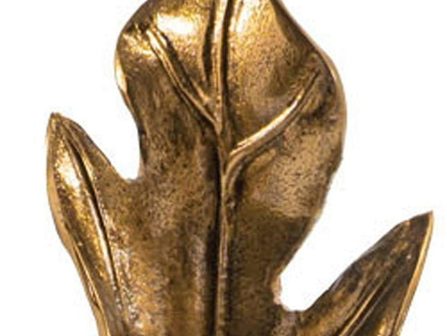 26" Antiqued Gold And White Aluminum And Marble Leaf Tabletop Sculpture