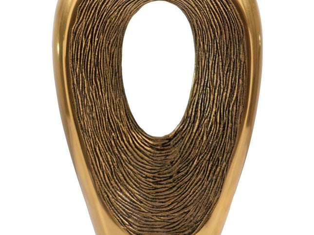 16" Gold And White Aluminum And Marble Abstract Tabletop Sculpture