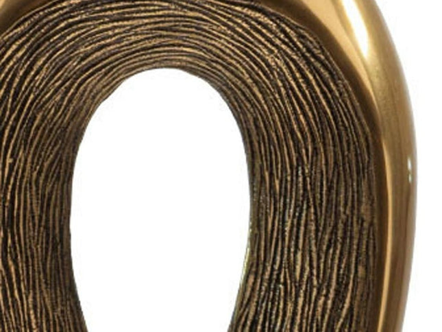 16" Gold And White Aluminum And Marble Abstract Tabletop Sculpture