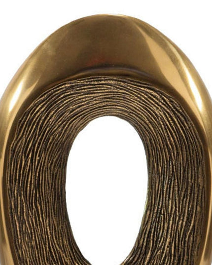 16" Gold And White Aluminum And Marble Abstract Tabletop Sculpture