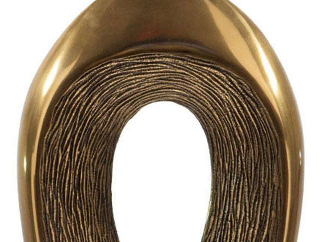 16" Gold And White Aluminum And Marble Abstract Tabletop Sculpture