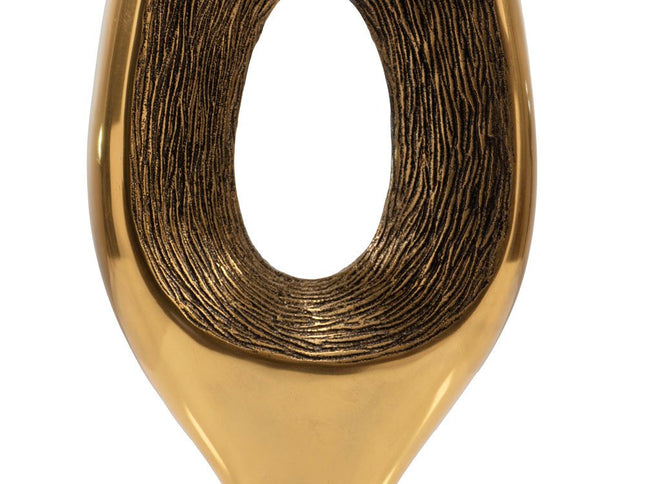 16" Gold And White Aluminum And Marble Abstract Tabletop Sculpture