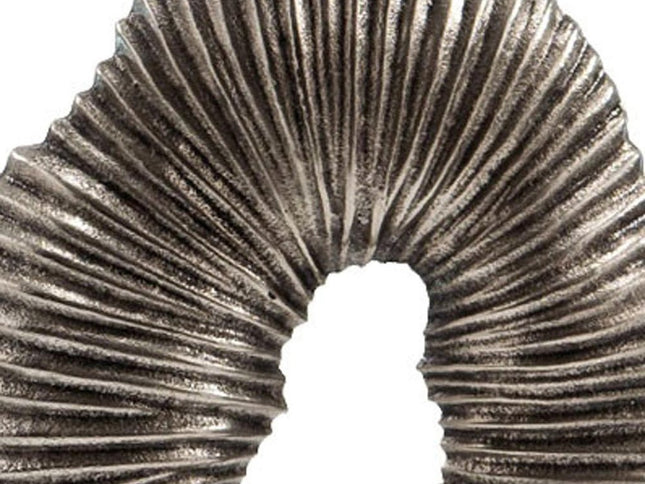 17" Silver And White Aluminum And Marble Tabletop Sculpture