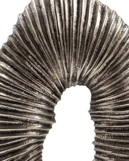 17" Silver And White Aluminum And Marble Tabletop Sculpture