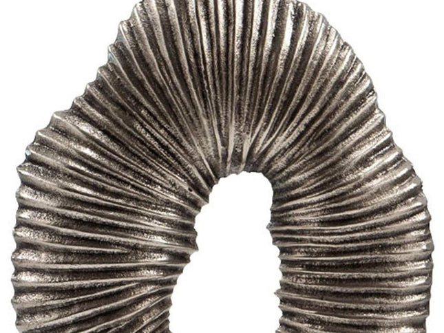 17" Silver And White Aluminum And Marble Tabletop Sculpture