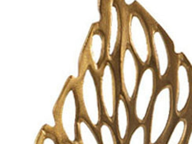 28" Gold And White Aluminum And Marble Leaf Tabletop Sculpture