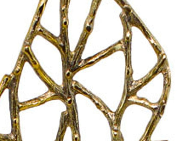 26" Gold And Black Aluminum And Marble Leaf Tabletop Sculpture