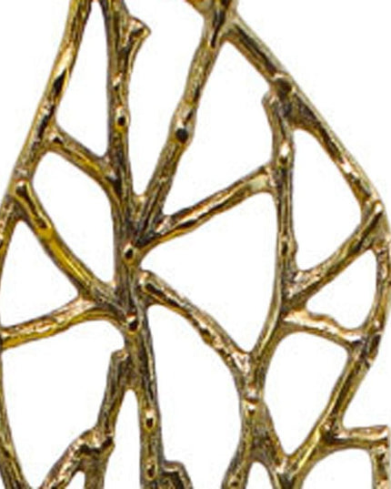 26" Gold And Black Aluminum And Marble Leaf Tabletop Sculpture