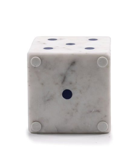 Set of Two White Marble Hand Painted Dice Tabletop Sculpture