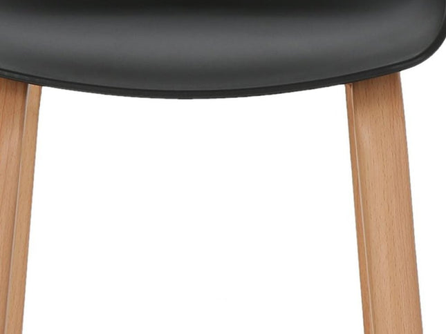 Set of Two Black and Natural Heavy Duty Plastic and Wood Backless Bar Height Bar Chairs