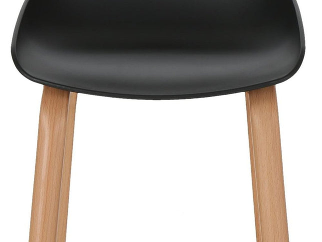 Set of Two Black and Natural Heavy Duty Plastic and Wood Backless Bar Height Bar Chairs