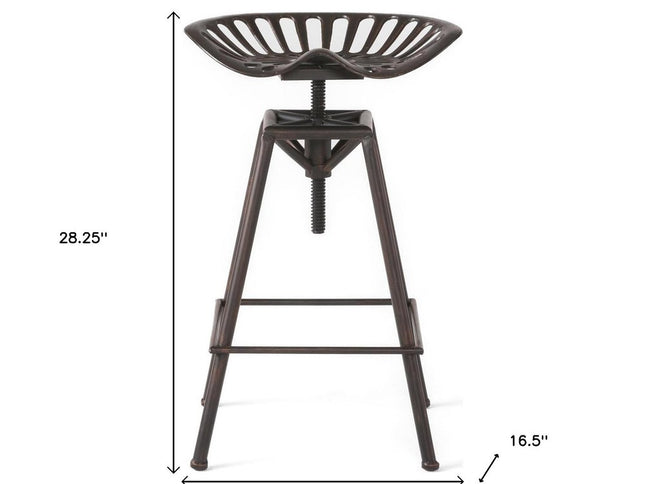 Bronze Iron Backless Adjustable Height Swivel Bar Chair