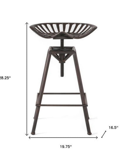 Bronze Iron Backless Adjustable Height Swivel Bar Chair