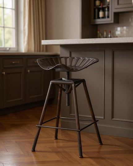 Bronze Iron Backless Adjustable Height Swivel Bar Chair