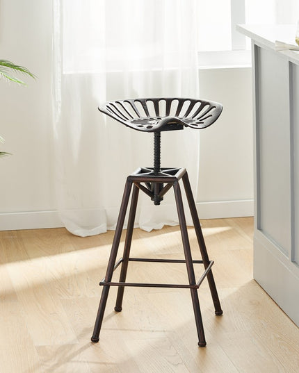 Bronze Iron Backless Adjustable Height Swivel Bar Chair