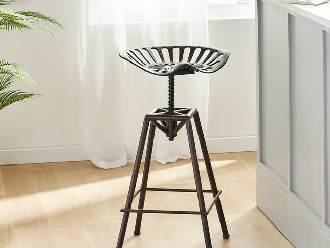 Bronze Iron Backless Adjustable Height Swivel Bar Chair