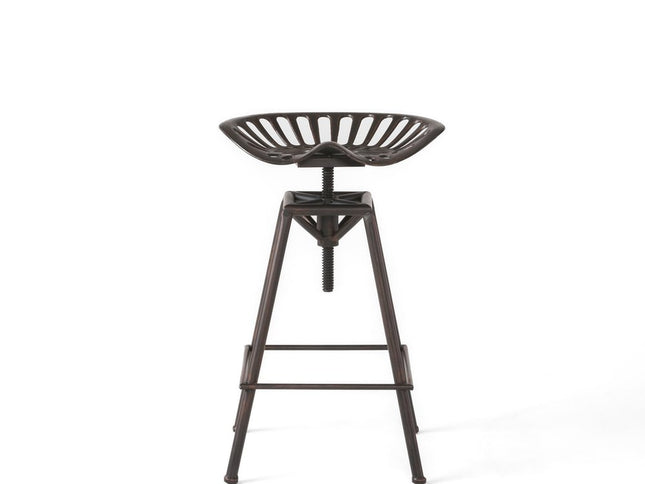 Bronze Iron Backless Adjustable Height Swivel Bar Chair