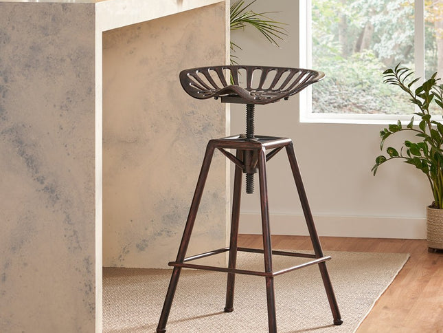 Bronze Iron Backless Adjustable Height Swivel Bar Chair